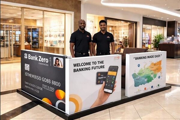 Bank Zero booth at shopping mall: SA Bank Fees