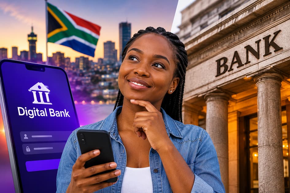 Image; Digital Banks vs Traditional Banks in South Africa Fees, Savings & Security - SA Bank Fees